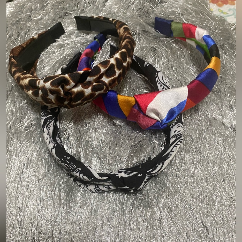 Trendy Women's Headband Trio - Leopard, Multicolor, Black & White